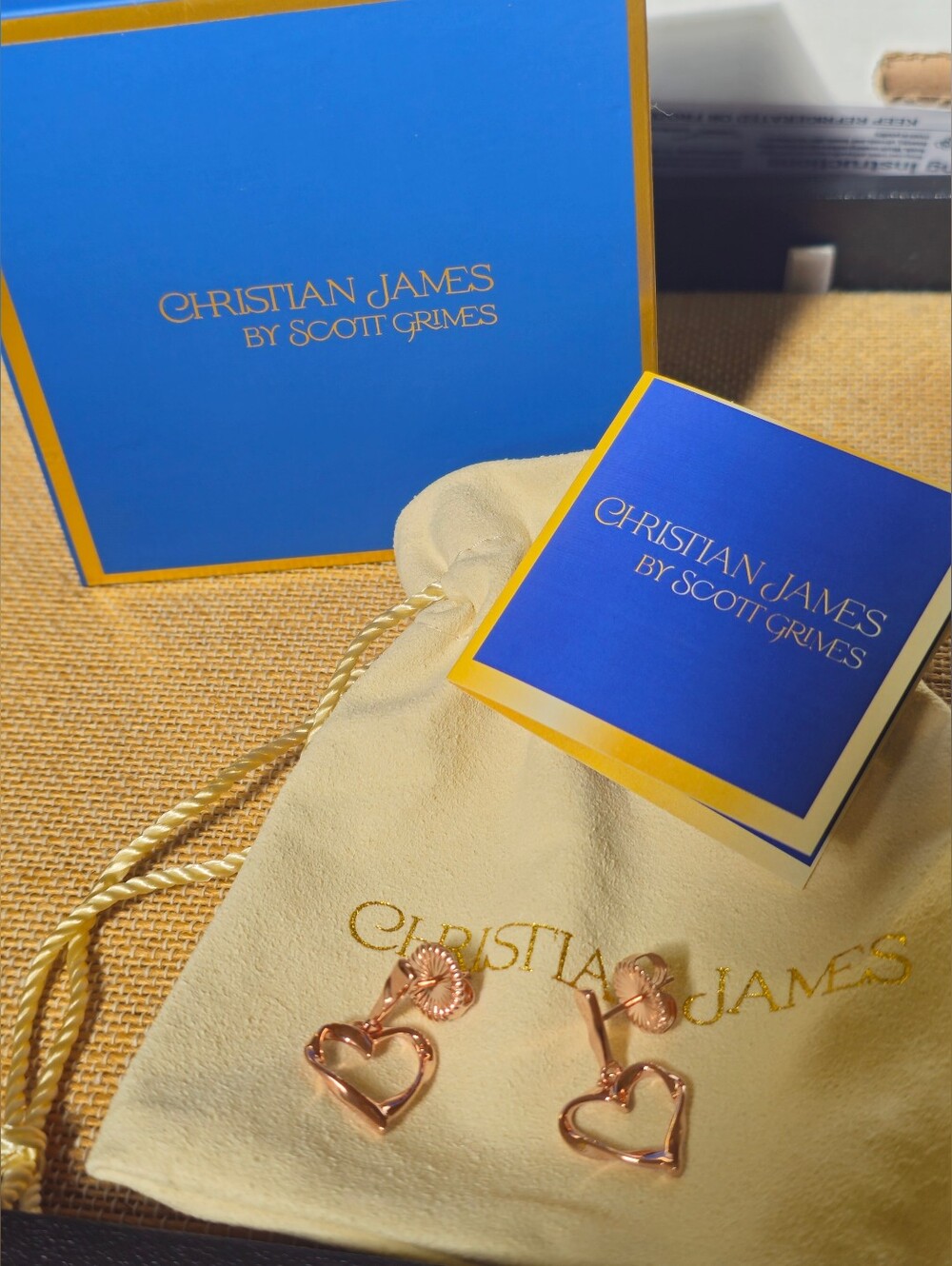 Title: Christian James by Scott Grimes 14K Rose Clad 1" Ripple Heart Earrings